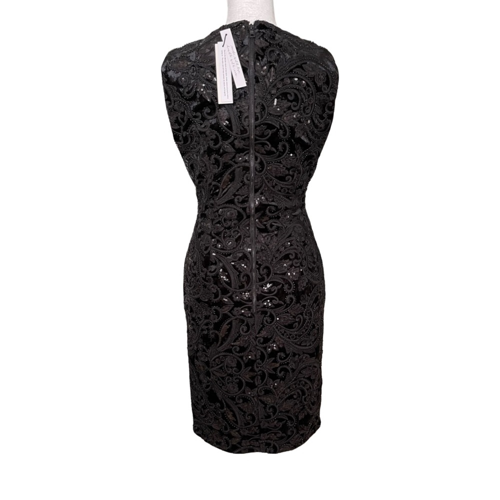Alice + Olivia Alba Sequin Midi Dress V neck Black Cocktail Party NWT. - Picture 5 of 8